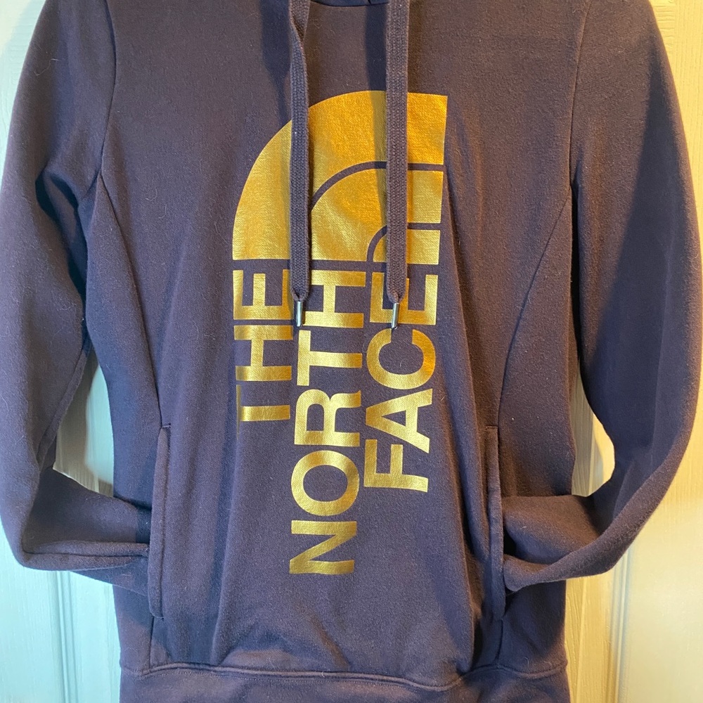 Purple and gold north face hoodie. Size small